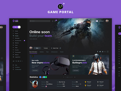 Gaming Portal UX/UI Design app art branding creative design elegant fantastic flat game design game portal graphic photoshop presentation responsive ui ux visual art visualization web website