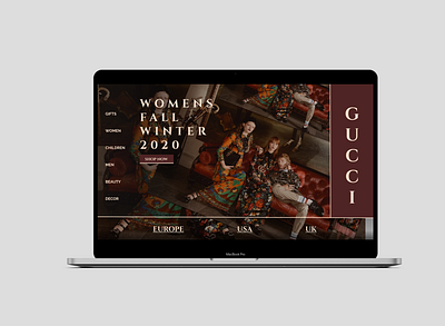 Gucci Landing page branding ui