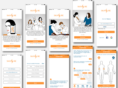 Skinsure- App to diagnose skin disorders app image recognition medical app skin care ui