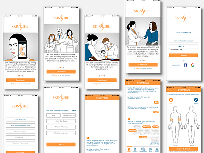 Skinsure- App to diagnose skin disorders app image recognition medical app skin care ui