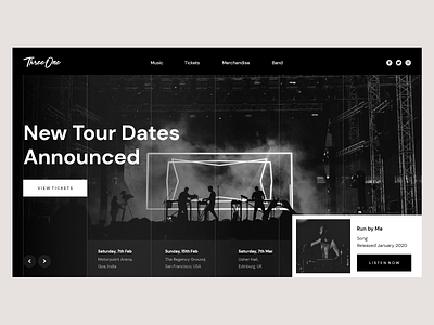 ThreeOne - Landing page design concert concert webpage dark hero section landing page minimal ui design web design web ui