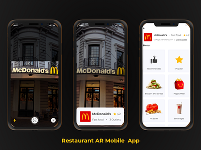 Restaurant AR app app ui ar app augmented reality interface design restaurant ui ui design ux ux design