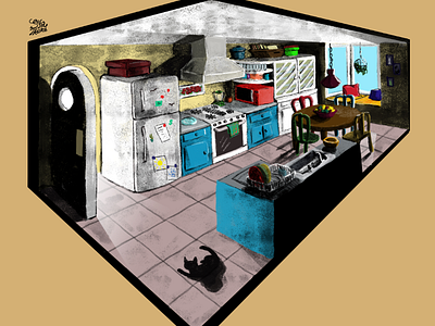 Kitchen | Cocina digital art environment design illustration