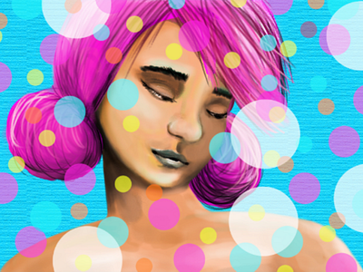 Pink and bubbles digital art illustration photoshop