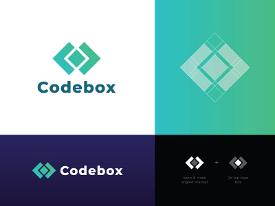 Codebox Logo Design brand identity code design flatlogo geometric logo 2d minimalist logo