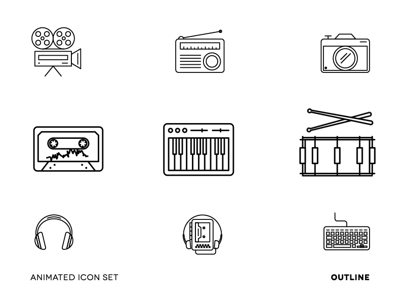 animated gif icons outline