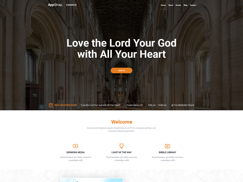 AppStrap Church Homepage by Themelize.me on Dribbble