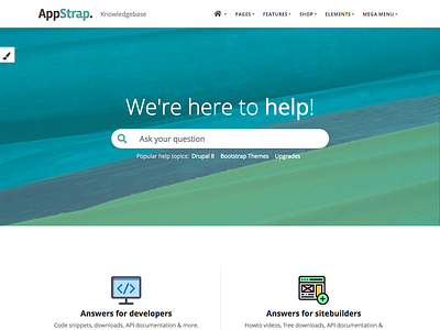 Knowledgebase homepage for Appstrap Bootstrap Theme appstrap bootstrap bootstrap 4 ui web