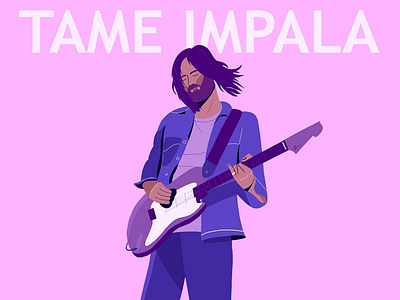 Tame Impala artist blue character design guitar illustration indie pink poster rock singer vector