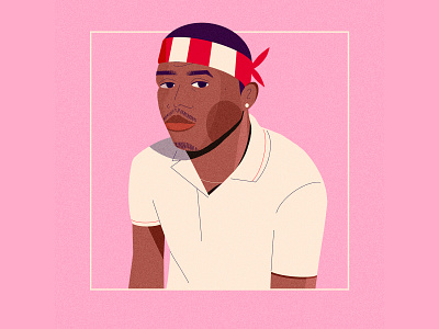 Frank Ocean 2d art artist character design drawing illustration music musician photoshop pink portrait procreate procreateapp sketch