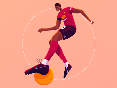 Marcus Rashford action athlete ball character character design design football footballer illustration portrait procreate soccer sport