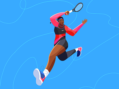 The Greatest Of All Time 👑 blue character design illustration pink serena williams sport tennis tennis player woman