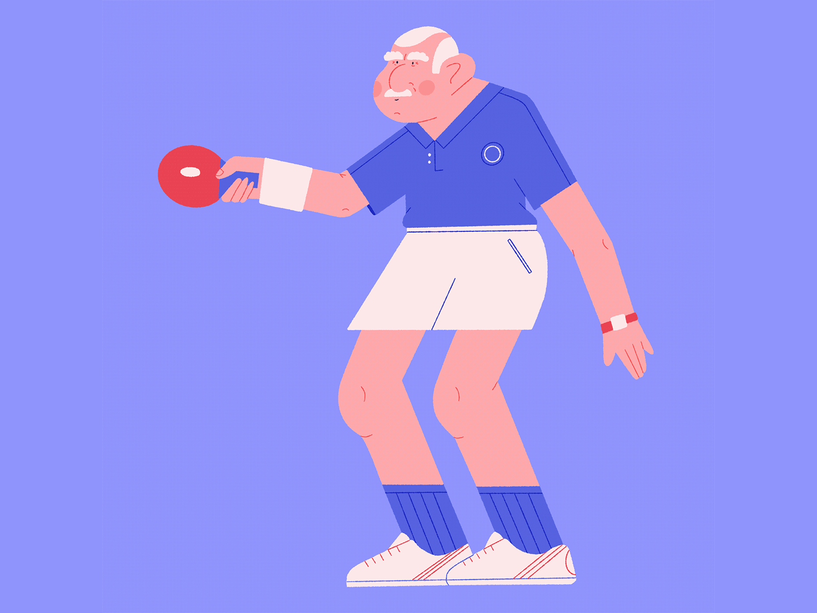 Old Athletic Pensioner 2d animation athletic ball bat cel animation character character animation frame by frame gif loop man old man person ping pong procreate rough animator sport sporty table tennis