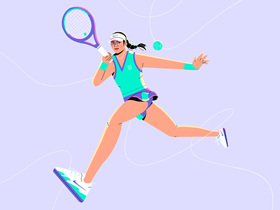 Emma Raducanu action ball character character design drawing girl graphic illustration pose procreate sport tennis tennis player woman