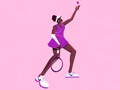 Venus Williams action character character design digital illustration illustration ipad king richard pink portrait procreate sport sport illustration tennis tennis player venus williams woman