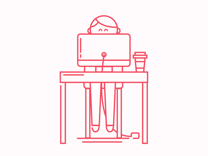 Desk ae after effects computer desk flat design gif illustration line art mac motion graphics vector work