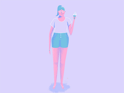 Icecream flat design girl icecream illustration person simple summer texture vector