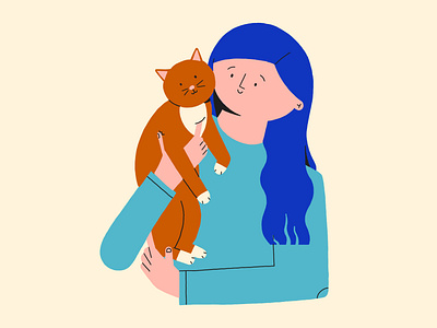 Besties 2d art blue cat character character design design flat design illustration photoshop sketch vector woman