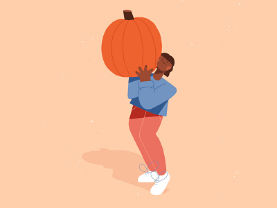 Pumpkin Picking 2d autumn character design fall flat design halloween illustration illustrator october outdoors pumpkin woman