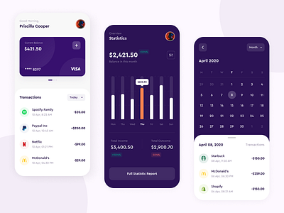 Saku - Mobile App app balance calendar chart clean design designer finance finance financial fintech mobile mobile app money popular purple transaction trending ui ux wallet