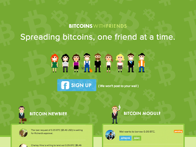 Bitcoins with Friends Landing Page bitcoins flat landing page web app