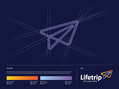 Lifetrip brand branding color flat gradient graphic design icon line logo minimal minimalist plane symbol type