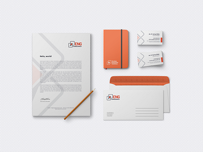 ENG Consultancy branding business card design envelope letter moleskine