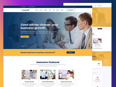 Consulting PSD Template business clean company corporate creative design illustration ui