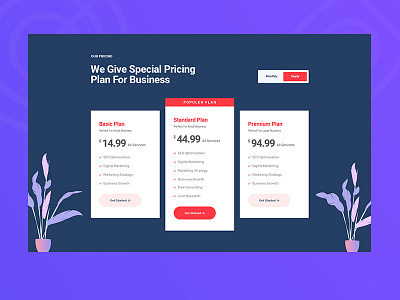 Pricing Table app app landing branding business clean creative illustration ux vector