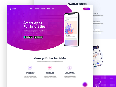 App Landing PSD Template app branding clean company creative design illustration landing page ui ux