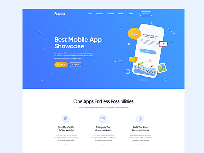 App Landing PSD Template app landing application branding clean company creative design illustration ui ux