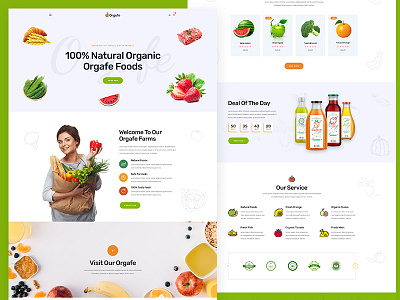Organic PSD Template clean company creative food fruits illustration organic ui ux vegetables