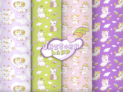 Unicorn Land cartoon character childish cute illustration patern seamless textile pattern unicorn vector vector illustration