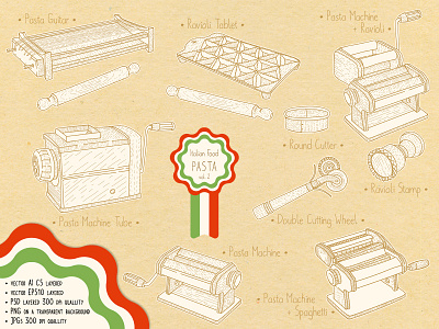 Italian Food — Pasta makers cooking cuisine food industry illustrator italian lineart pasta pasta machine sketch