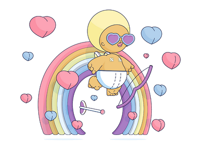 Disco Cupid adobe illustrator cartoon cupid disco moi3d valentine day vector