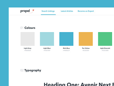Propel Style Guide application clean color colour fresh friendly local modern simple styleguide
