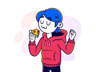 Mmm Pizza blue bright colors character chef kiss delicious design hoodie illustration illustrator pink pizza vector yellow