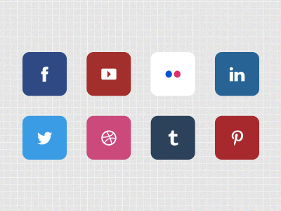 Social Icons dribbble facebook flickr icons linkedin pintrest social tumblr twitter youtube