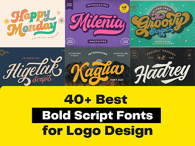 40+ Best Bold Script Fonts for Logo Design & Branding bold bold script fonts branding font fonts groovy fonts lettering lettering logo logo fonts script