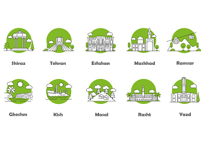 Cities of Iran city green icon illustration iran tehran