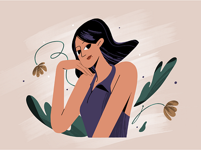 Me girl illustration plants