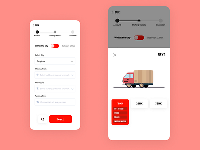 Packers & Movers App adobexd app design ui uidesign uidesigner uidesigns uiux uiuxdesign user ux