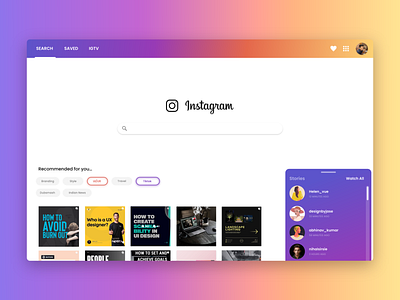 Instagram Search Engine adobexd app design ui uidesign uidesigner uidesigns uiux uiuxdesign user ux