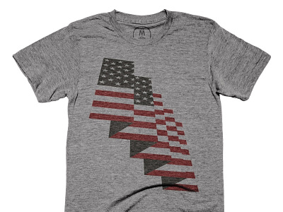 Unfurled Gray america cottonbureau flag minimalism t shirt usa