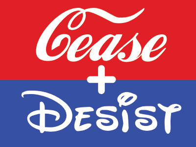 Cease and Desist cease coca cola coke copyright desist disney parody typography
