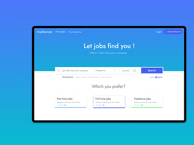 Let jobs find you ! | Vrairemote animation app design branding creative design dribbb graphic design illustration learn portfolio. ui website