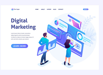 Digital Market Website concept agency creative digital agency illustration learn marketing marketing agency portfolio. ui website