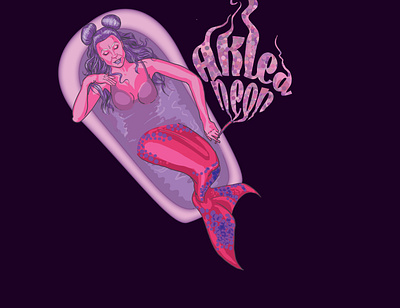Aklea Neon aklea neon album artwork bath bathtub covid19 design girl illustration lady mask mermaid sailor moon sexy siren stay inside stayinside tub