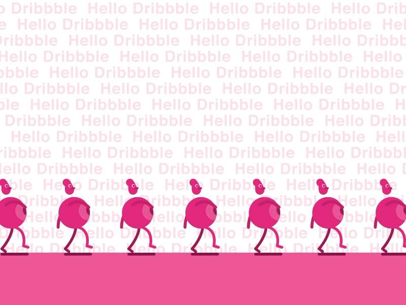 Hello Dribbble! animation character debut debut shot design dribbble hello invite walk cycle