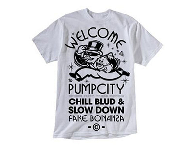 Pumpcity - fake bonanza chill city design graphic monopoly pump pumpcity rap slow style t shirt tee